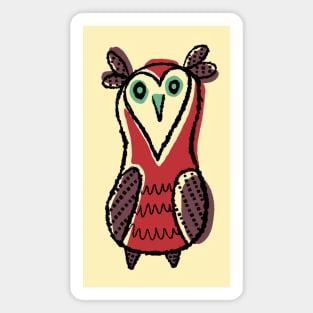 Tall and Red Simple Owl Illustration Magnet